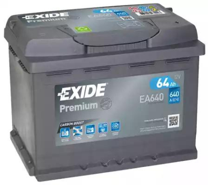 Аккумуляторная батарея "Premium", 12в 64а/ч 640 п.т. о.п. EA640 Exide (фото №1)