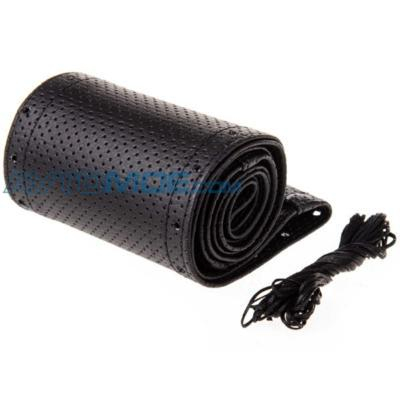 Оплетка на руль натуральная кожа, черный (на шнуровке)  (М) S01102400 Skyway (фото №1)